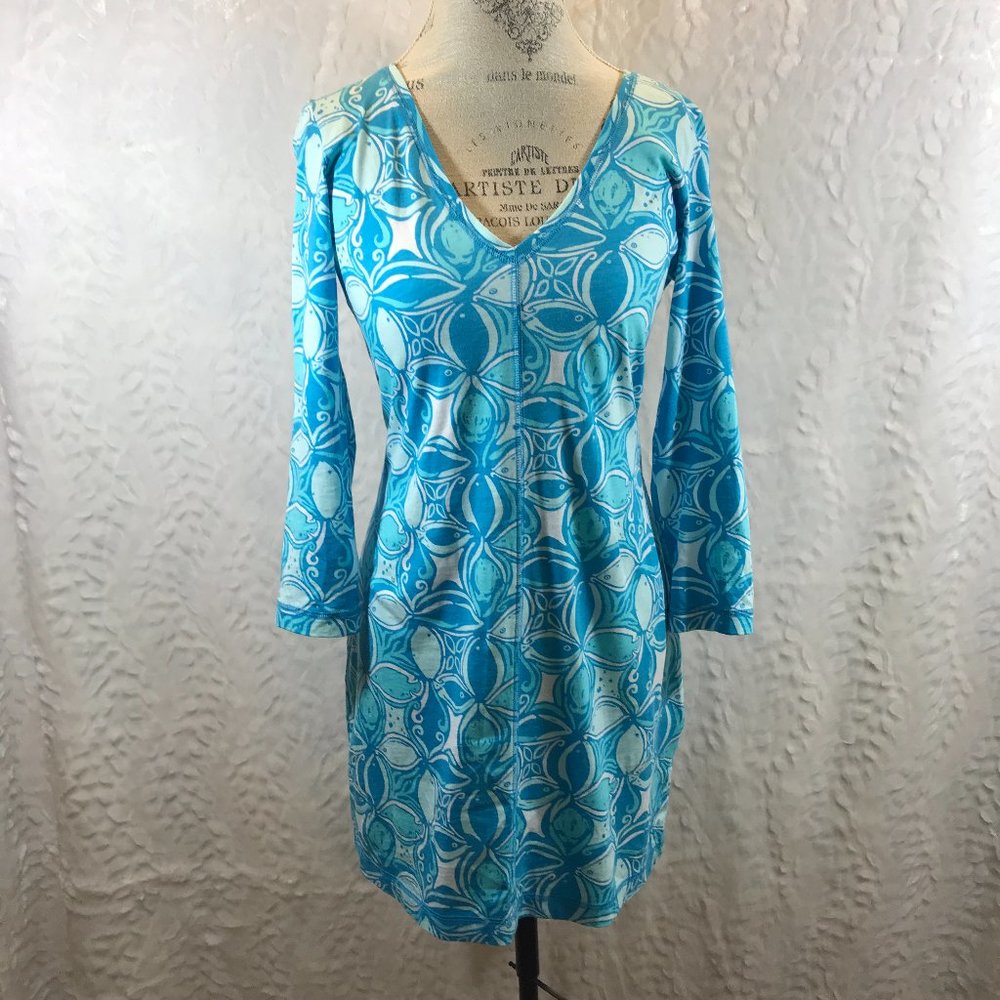 Lilly Pulitzer Paradise Fish Body Con Dress V neck - Picture 1 of 7